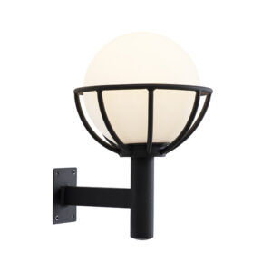 Sphere 300mm Black Outdoor Wall Basket Light