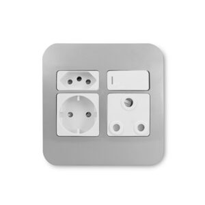 Veti 1 Silver And White Euro Wall Plug + Round Socket