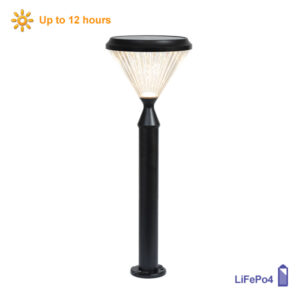 Nova 750mm Black Outdoor Solar Bollard Light