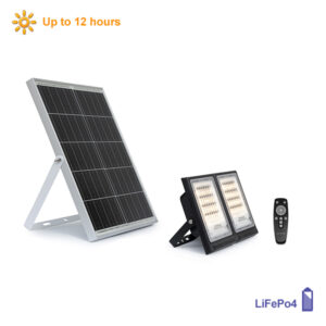 Apollo 2x60w Black Outdoor Solar Flood Light