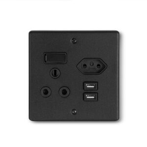 Lesco Steel Black Wall Usb Plug