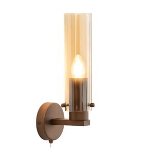 Siyah 1 Light Amber Wall Light